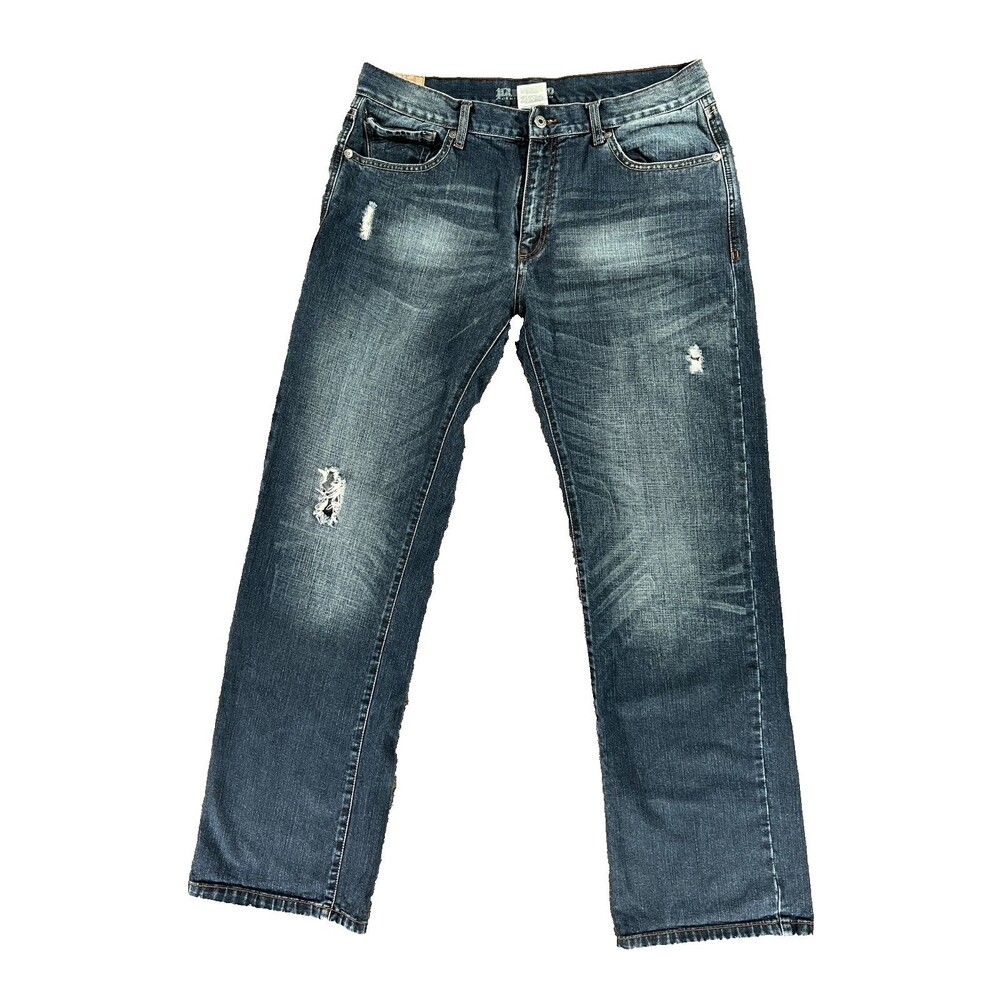 Parasuco Men Vintage 90s Y2K Blue Denim Legend Straight Jeans Distressing 36x34